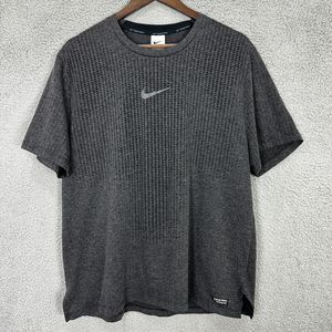 Nike Pro Shirt Men's XL gray Dri-Fit ADV Pullover  short sleeve swoosh athletic
